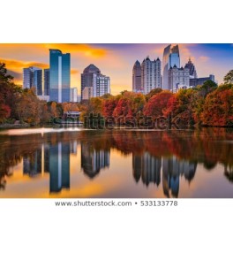 Atlanta, Georgia, USA Piedmont Park skyline in autumn.